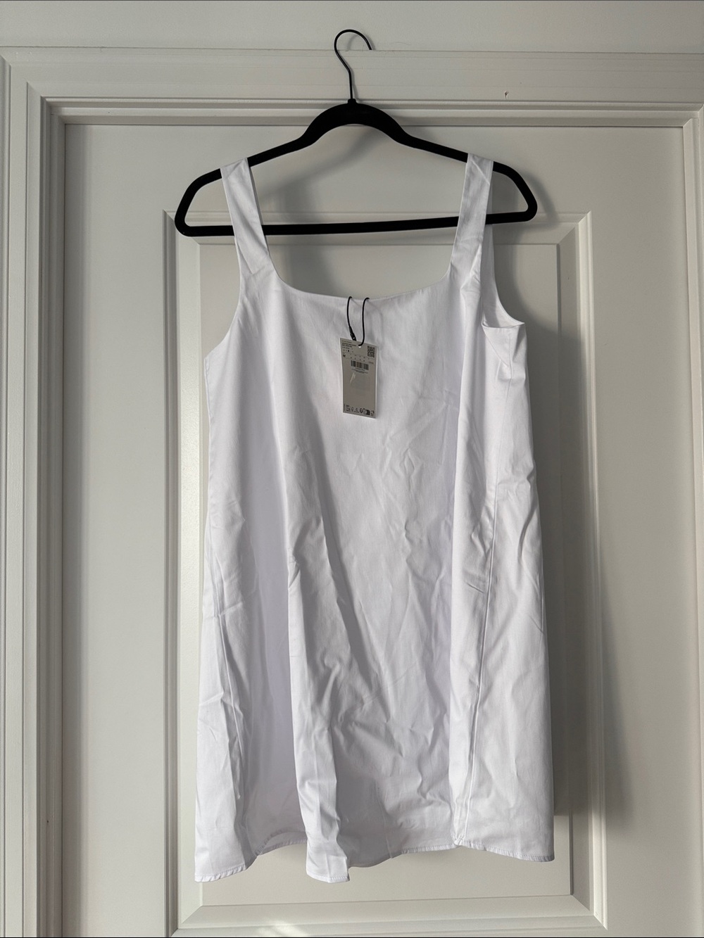 Mango White Square-Neck Mini Dress